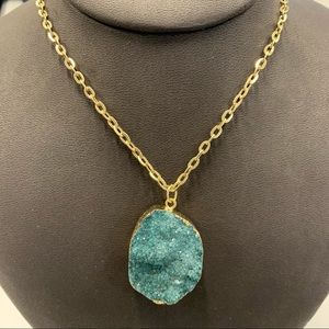 NWT: INC blue druzy stone necklace